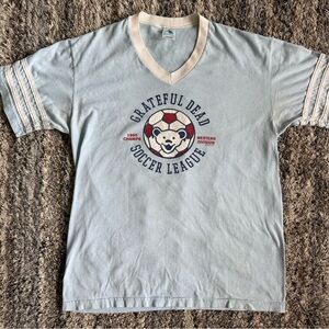 Vintage Style Grateful Dead Soccer League T Shirt Adult L V Neck USA Graphic